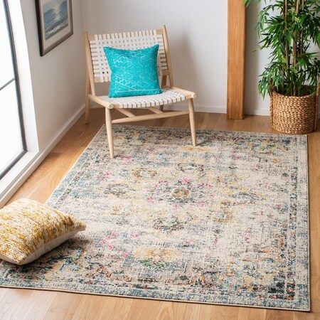 Safavieh Madison Power Loomed Square Area Rug Grey & Gold - 6 ft. -7 in. x 6 ft. -7 in. MAD473F-7SQ